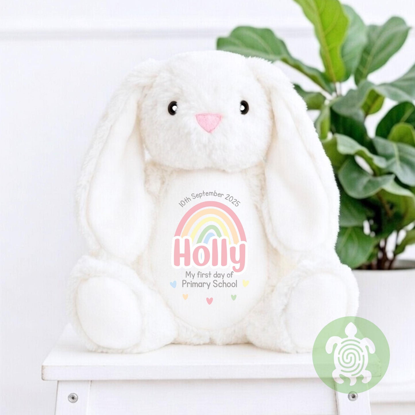 Personalised Pink Starting School Hearts Bunny, First day of Nursery, First day of School, Preschool Gift, Nursery Keepsake, Keepsake