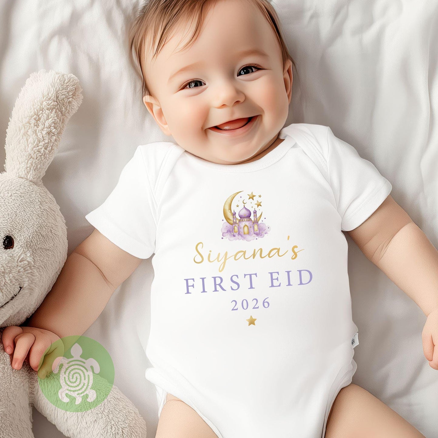 Personalised Baby's First Eid Bodysuit, My 1st Eid, Newborn Sleepwear, Celebration Pyjamas, Eid Ramadan, Baby vest, Bib, Eid Mubarak