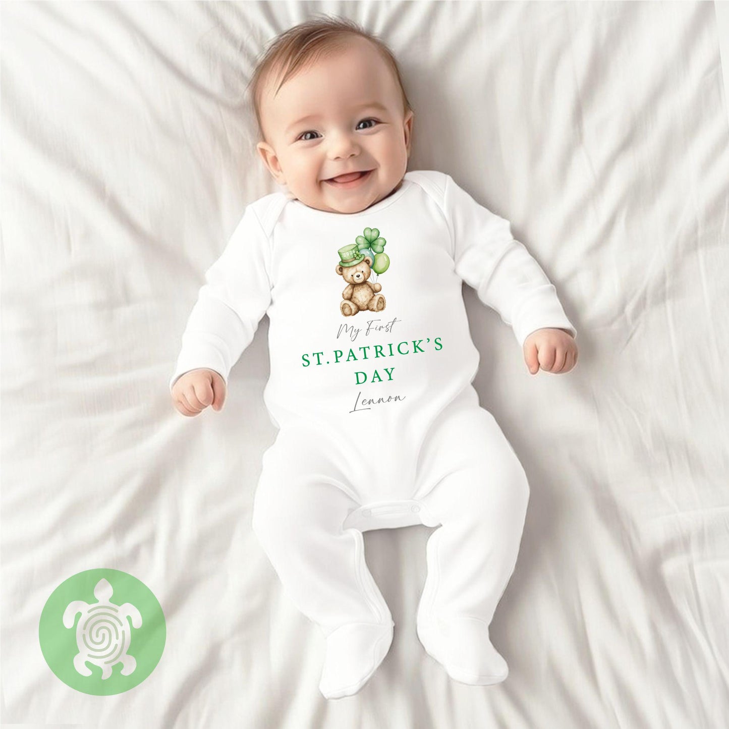 Personalised My First St. Patrick's Day Babygrow, Sleepsuit T-shirt Newborn Baby Bodysuit Outfit Gift Irish Celebration Clover 1st st paddys