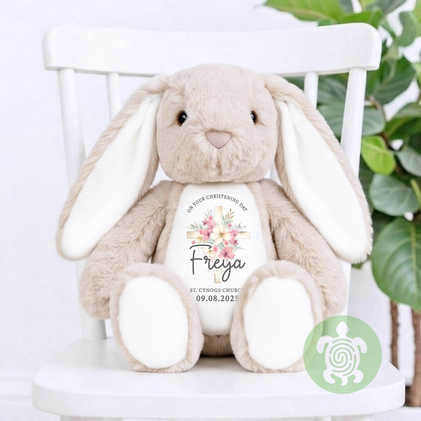 Personalised Pink Christening Bunny Gift, Baptism or Holy Communion Gift, Personalised Bunny, Baby Baptism Keepsake, Baby’s Special Day