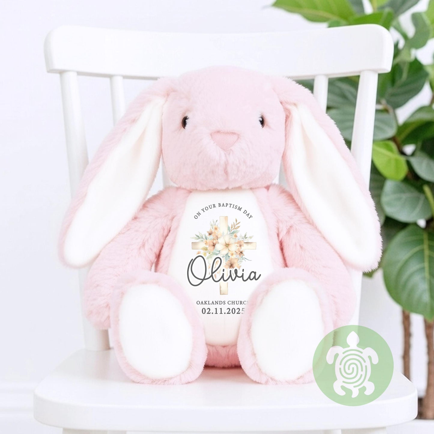 Personalised Beige Christening Bunny Gift, Baptism or Holy Communion Gift, Personalised Bunny, Baby Baptism Keepsake, Baby’s Special Day