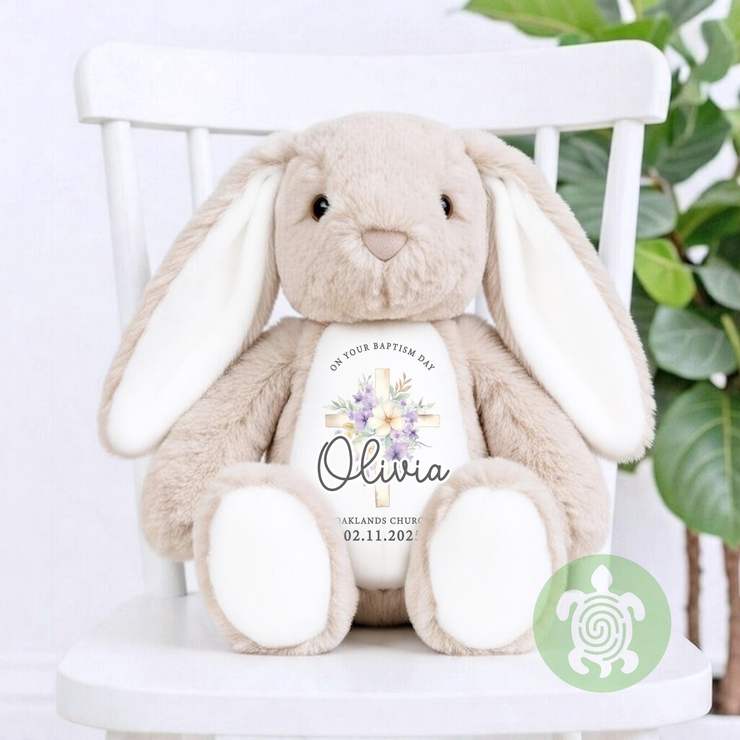 Personalised Purple Christening Bunny Gift, Baptism or Holy Communion Gift, Personalised Bunny, Baby Baptism Keepsake, Baby’s Special Day