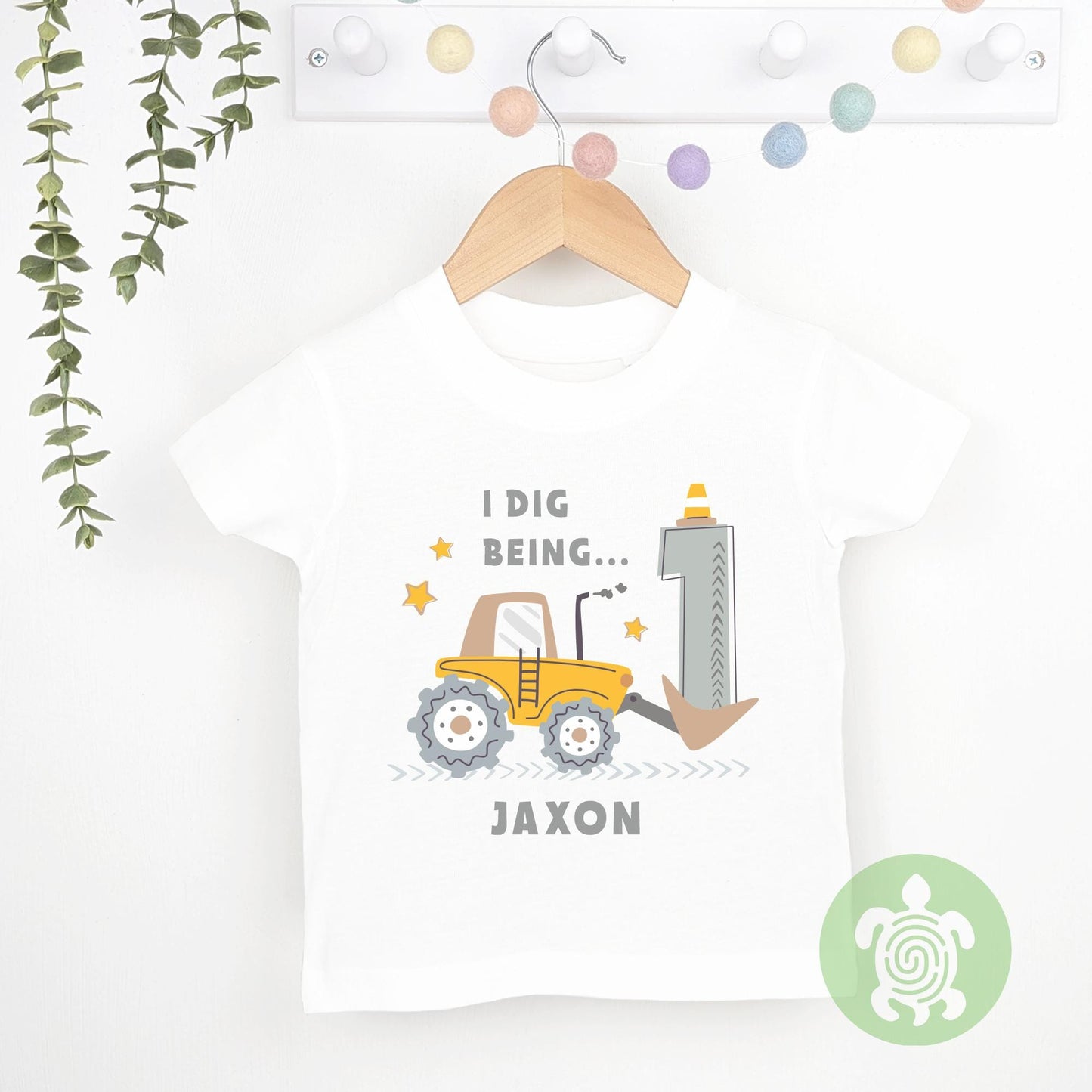 Personalised Little Digger Birthday Party Top | Birthday Gift | White or Long Sleeve Baseball T-Shirt | Personalised Any Age Birthday Top