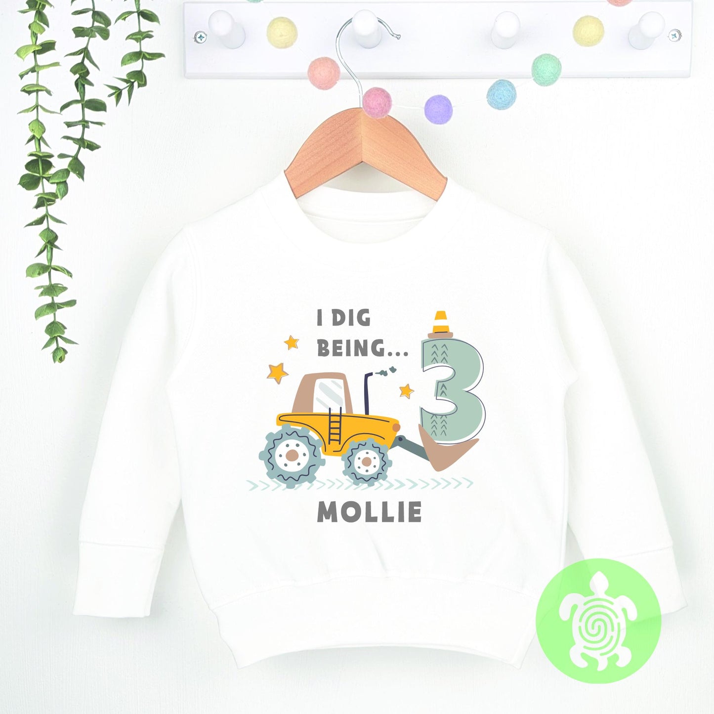 Personalised Little Digger Birthday Party Top | Birthday Gift | White or Long Sleeve Baseball T-Shirt | Personalised Any Age Birthday Top