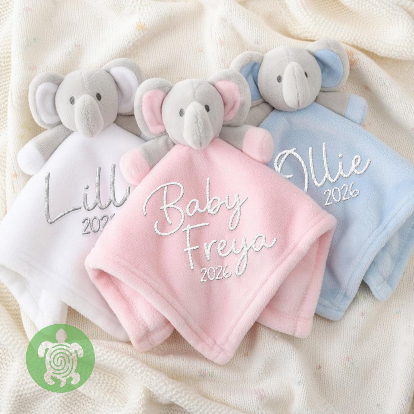 Personalised Embroidered Baby Elephant Comforter | Baby Shower Gift | Baby Gift | Newborn Girl or Boy | Newborn Baby Gift | New Parents Gift