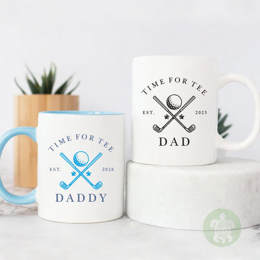 Personalised Golf Dad Mug, Time for Tee, Present for Dad, Grandad, Uncle, New Dad Gift, Father's Day Mug, Daddy Mug, Best Dad by Par