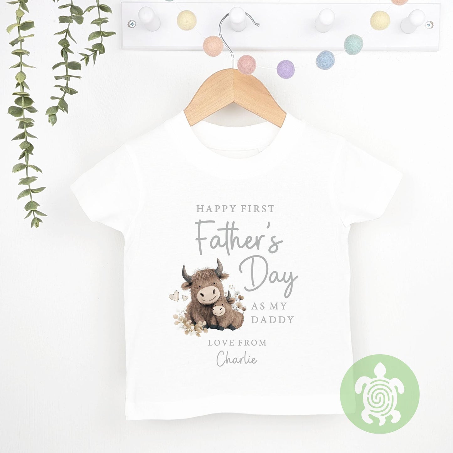 Personalised Happy 1st Fathers Day as my Daddy Highland Cow Design, First Father’s day Babygrow, First Father’s Day, 1st fathers day Gift
