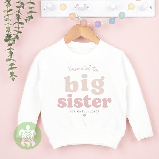 Big Sister Personalised T-shirt or Sweatshirt, Big Sister Announcement, Promoted to Big Sister, Sibling Gift, Big Sister to be