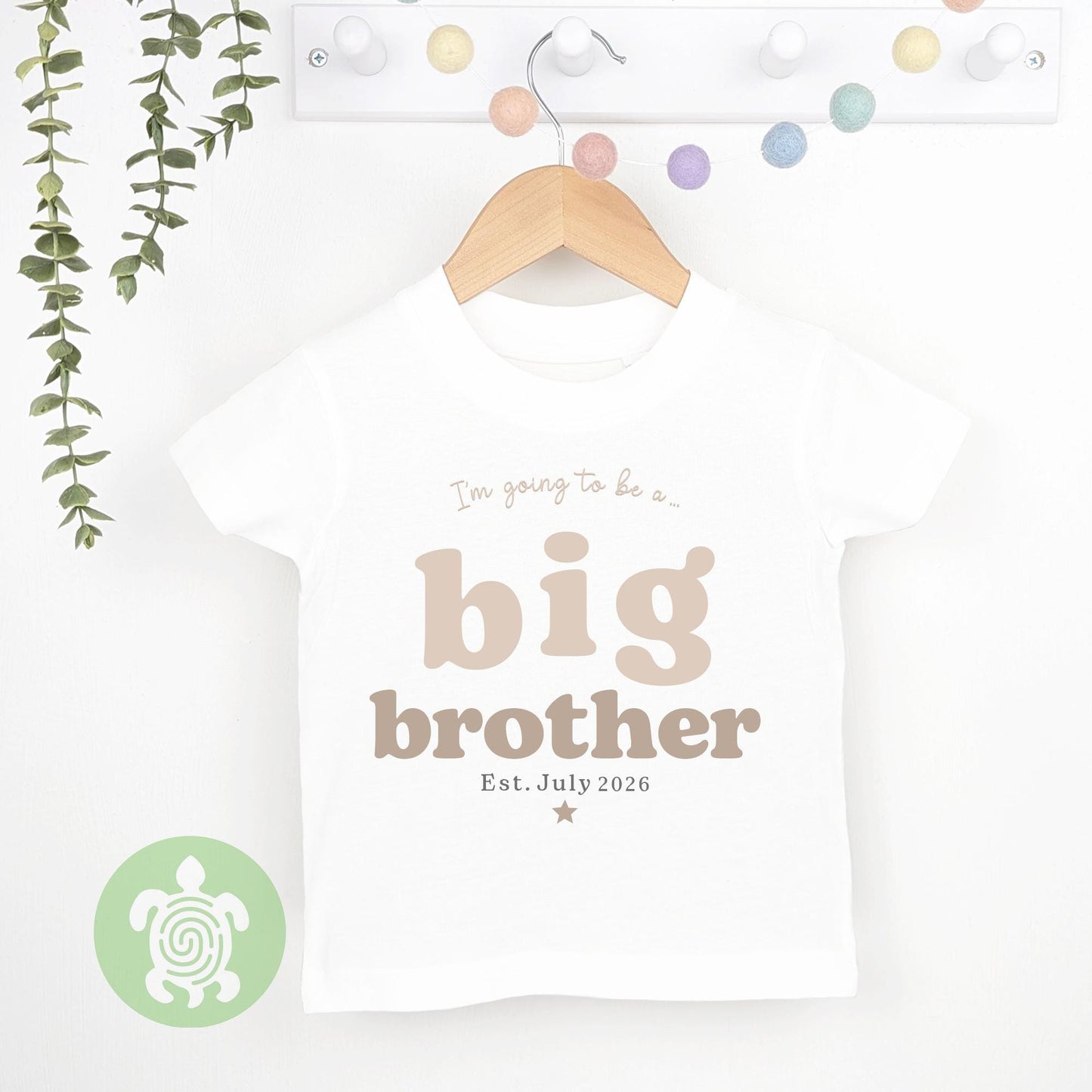 Big Brother Personalised T-shirt or Sweatshirt, Big Brother Announcement, Promoted to Big Brother, Sibling Gift, Big Brother, Beige theme