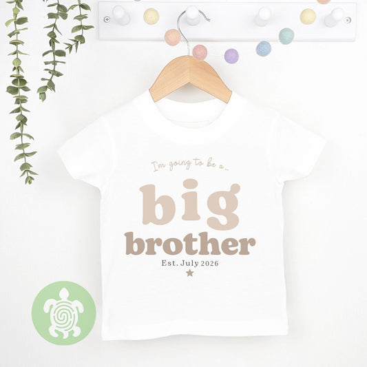 Big Brother Personalised T-shirt or Sweatshirt, Big Brother Announcement, Promoted to Big Brother, Sibling Gift, Big Brother, Beige theme