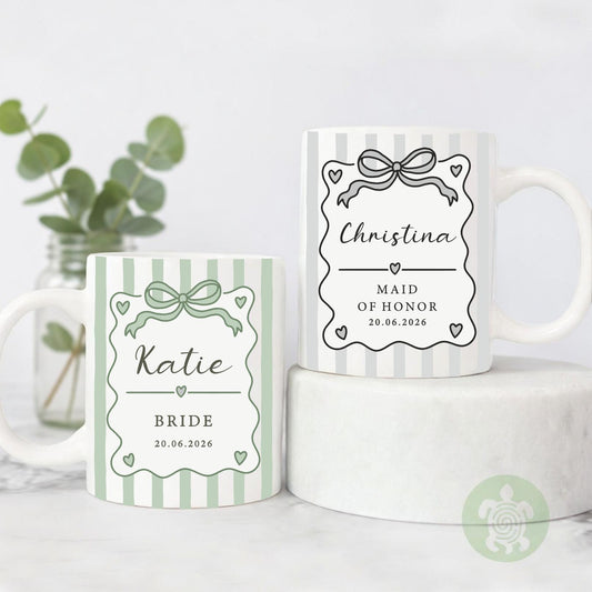 Personalised Bridal Party Mug, Bride, Bridesmaid, Maid of Honour, Mother of Bride Groom, Wedding Mug Set, Bridesmaid Bride Gift, Party Set