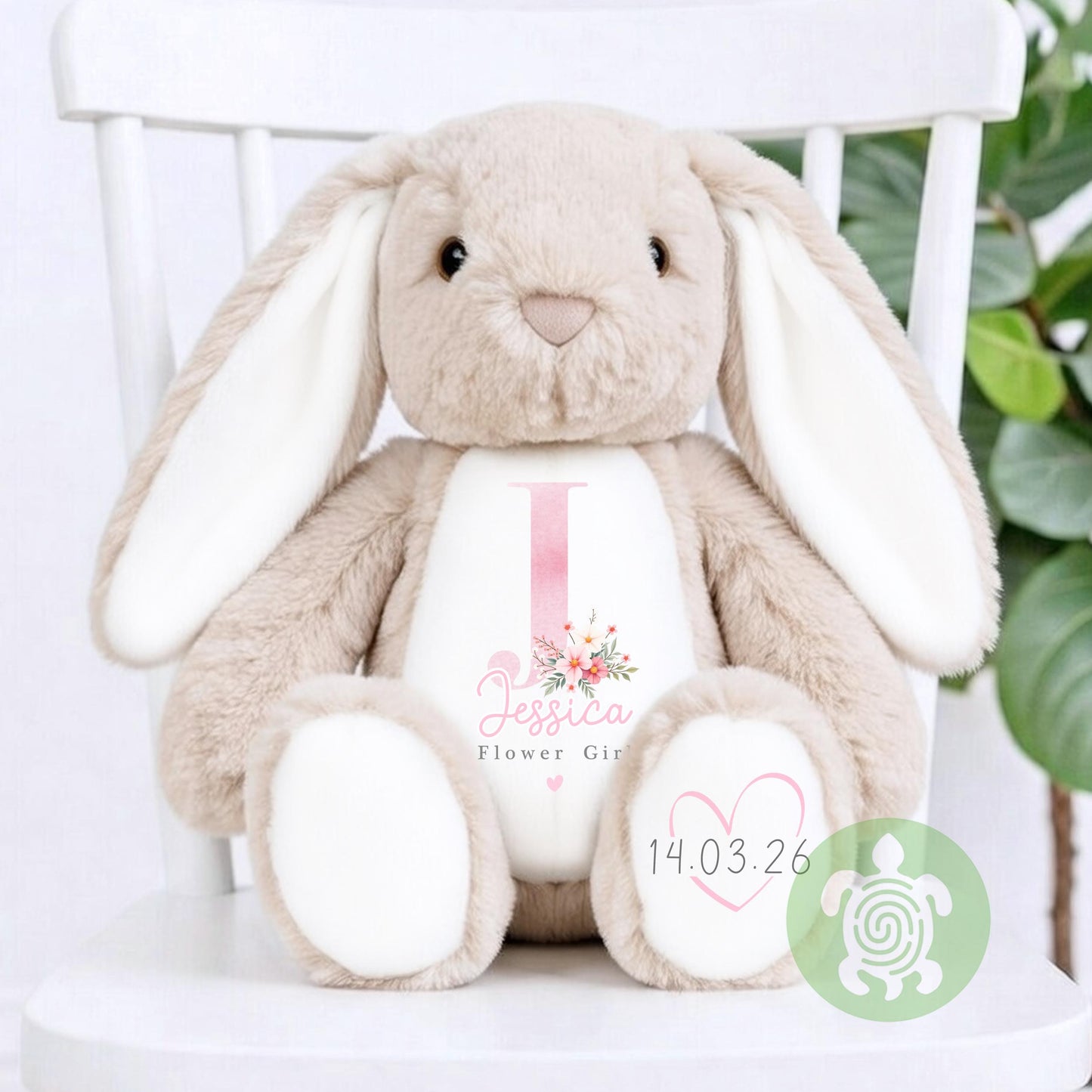 Personalised Pink Flower Girl Bunny, Flower Girl Gift, Will you be my flower girl, Personalised Soft Toy, Flower Girl Proposal, Bridesmaid