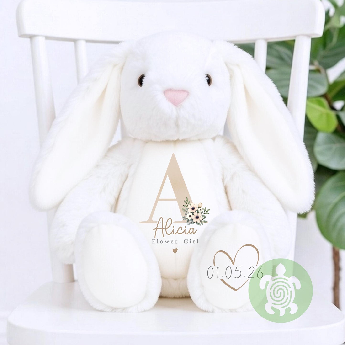 Personalised Beige Flower Girl Bunny, Flower Girl Gift, Will you be my flower girl, Personalised Soft Toy, Flower Girl Proposal, Bridesmaid