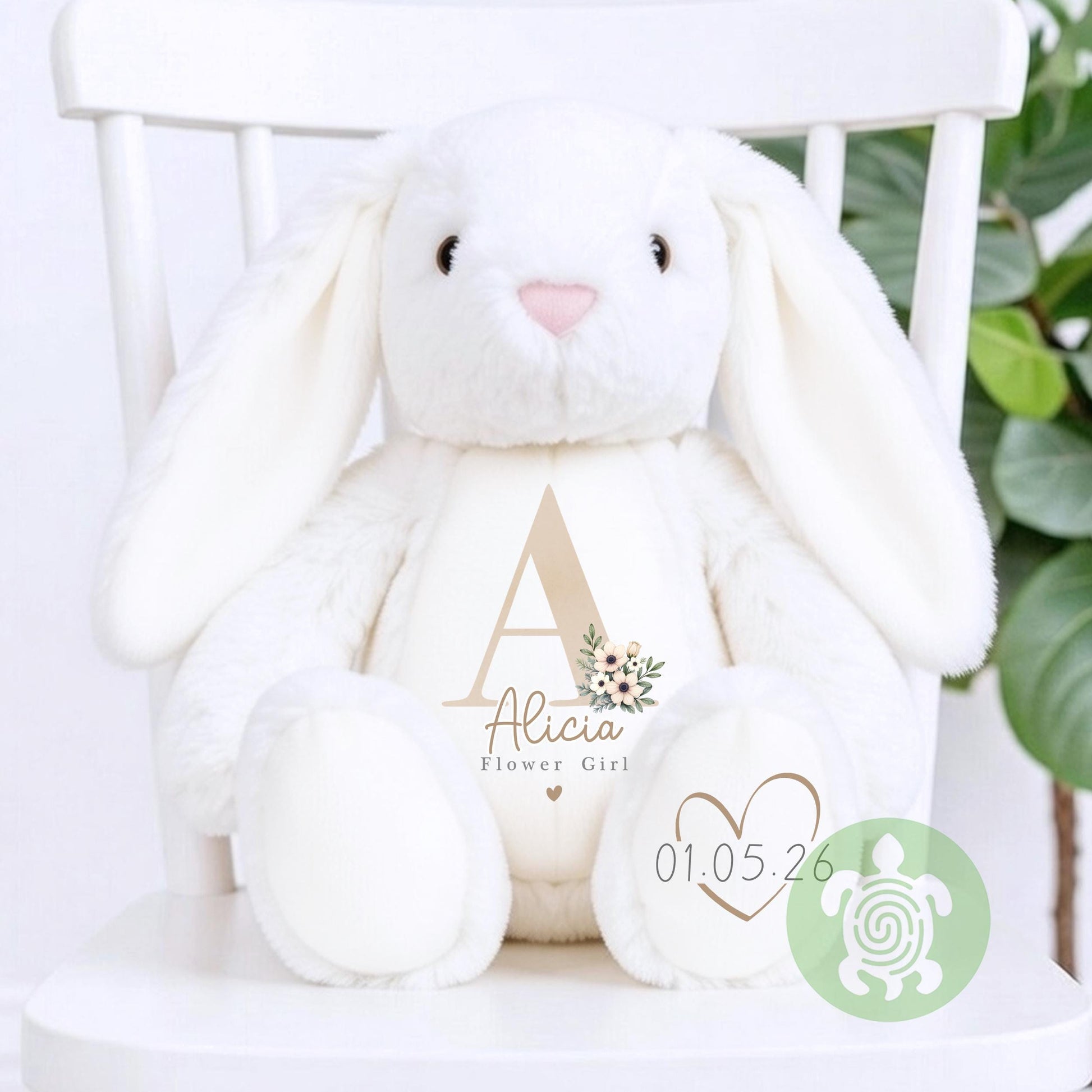 Personalised Beige Flower Girl Bunny, Flower Girl Gift, Will you be my flower girl, Personalised Soft Toy, Flower Girl Proposal, Bridesmaid