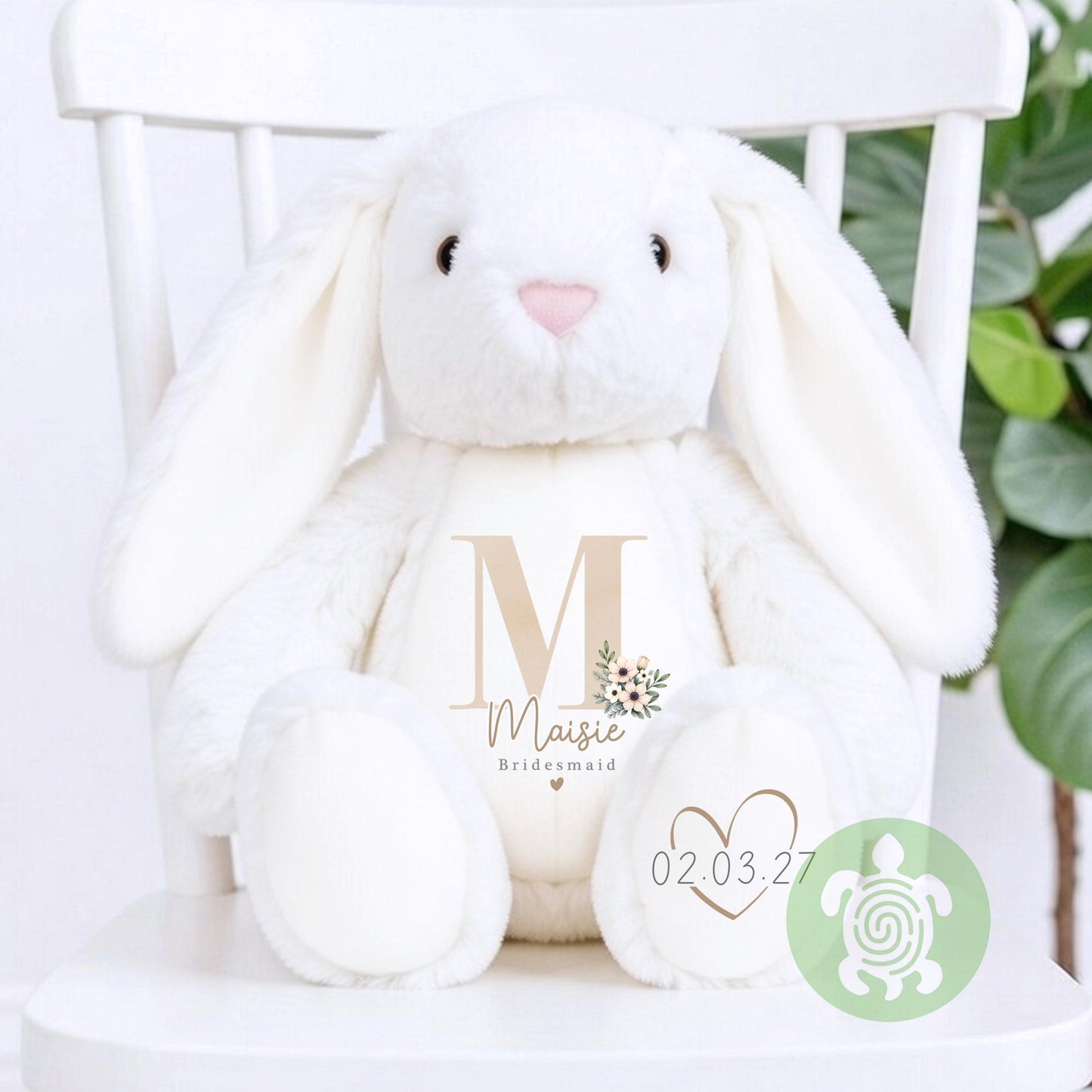 Personalised Beige Flower Girl Bunny, Flower Girl Gift, Will you be my flower girl, Personalised Soft Toy, Flower Girl Proposal, Bridesmaid