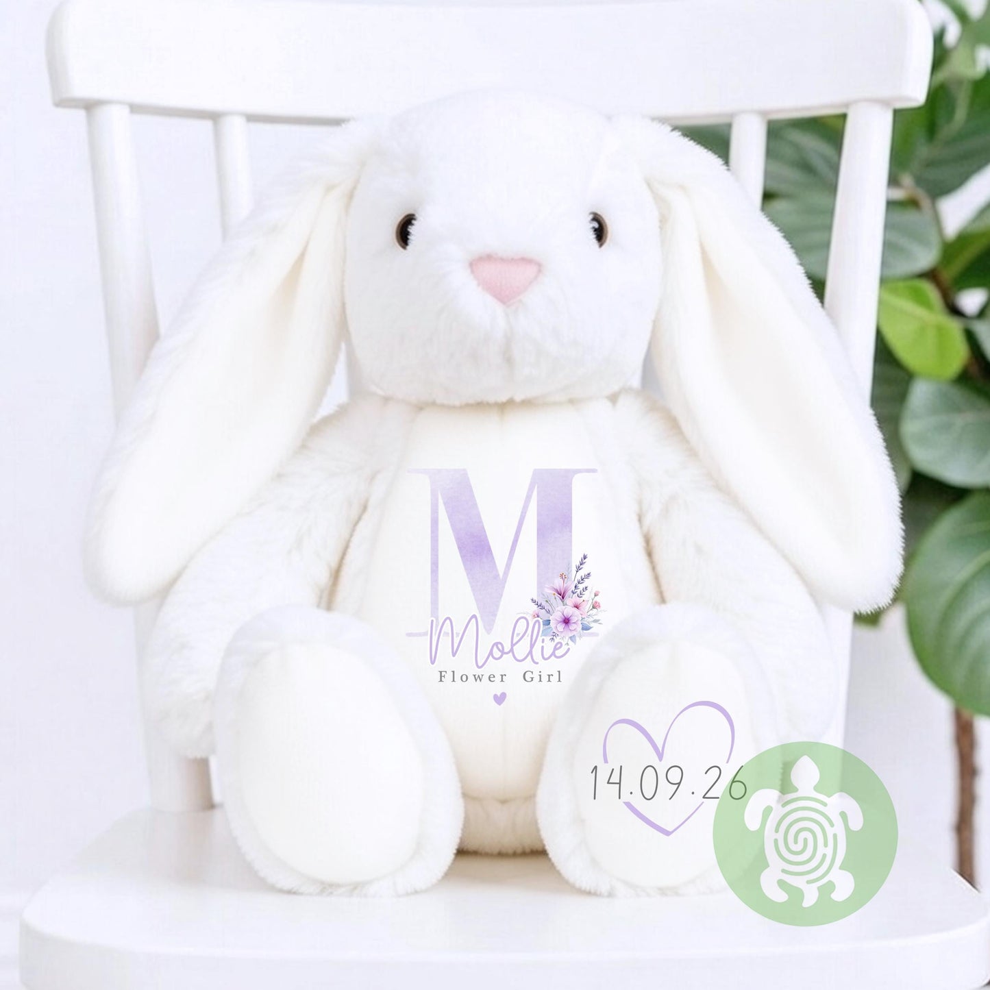 Personalised Lilac Flower Girl Bunny, Flower Girl Gift, Will you be my flower girl, Personalised Soft Toy, Flower Girl Proposal, Bridesmaid