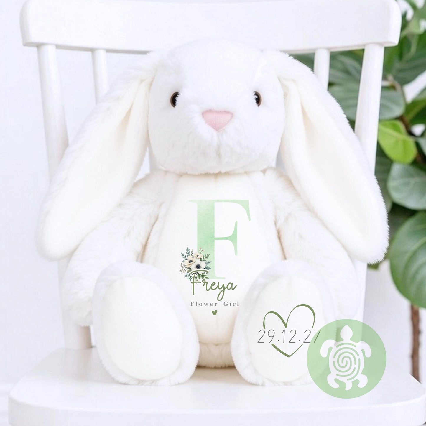 Personalised Sage Flower Girl Bunny, Flower Girl Gift, Will you be my flower girl, Personalised Soft Toy, Flower Girl Proposal, Bridesmaid