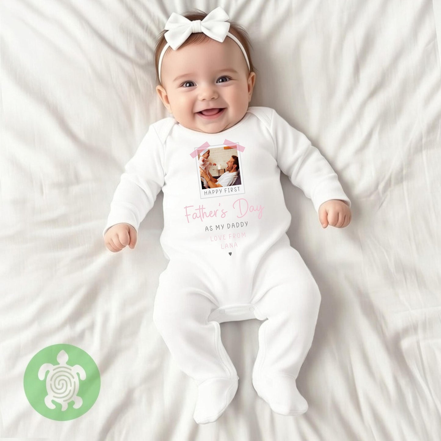 Polaroid Photo Happy 1st Fathers Day as my Daddy Personalised Babygrow, First Father's Day, Daddy Gift, New Dad, 1st Fathers Day Vest