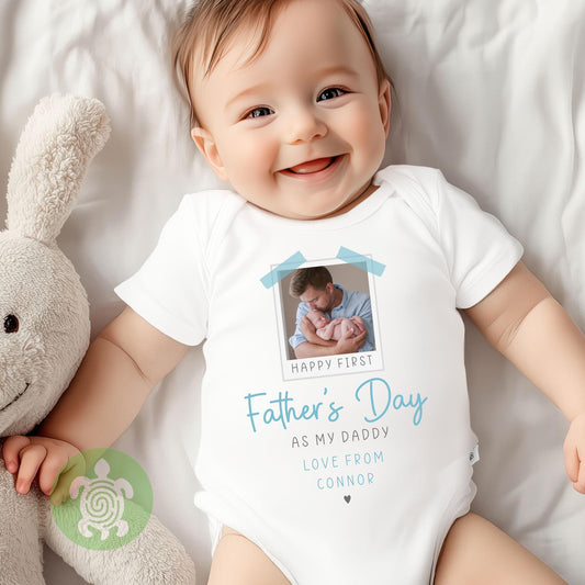 Polaroid Photo Happy 1st Fathers Day as my Daddy Personalised Babygrow, First Father's Day, Daddy Gift, New Dad, 1st Fathers Day Vest