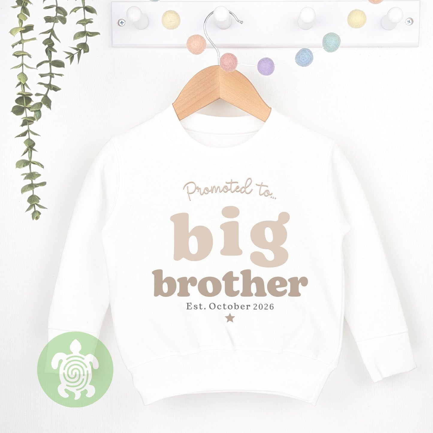 Big Brother Personalised T-shirt or Sweatshirt, Big Brother Announcement, Promoted to Big Brother, Sibling Gift, Big Brother, Beige theme