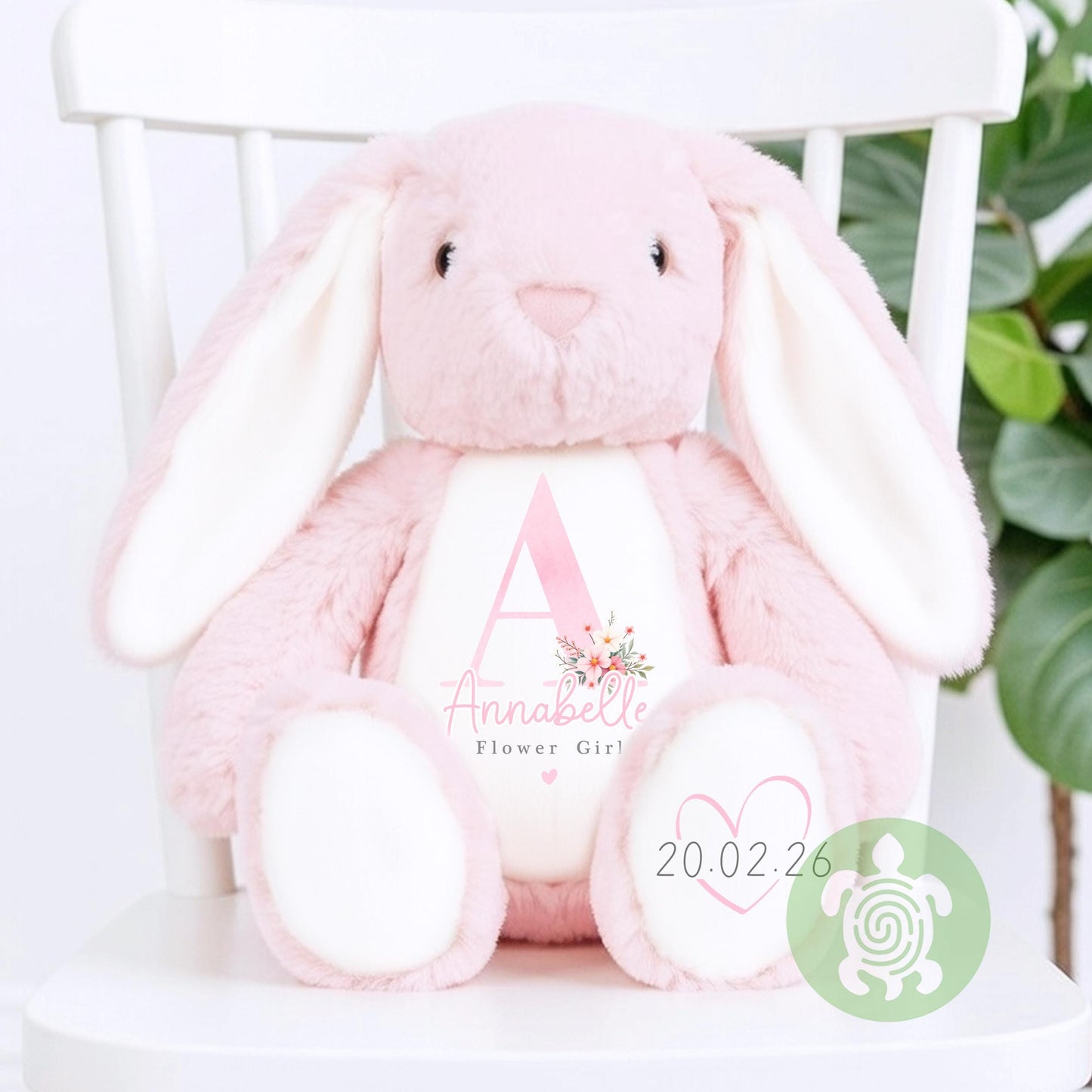 Personalised Pink Flower Girl Bunny, Flower Girl Gift, Will you be my flower girl, Personalised Soft Toy, Flower Girl Proposal, Bridesmaid