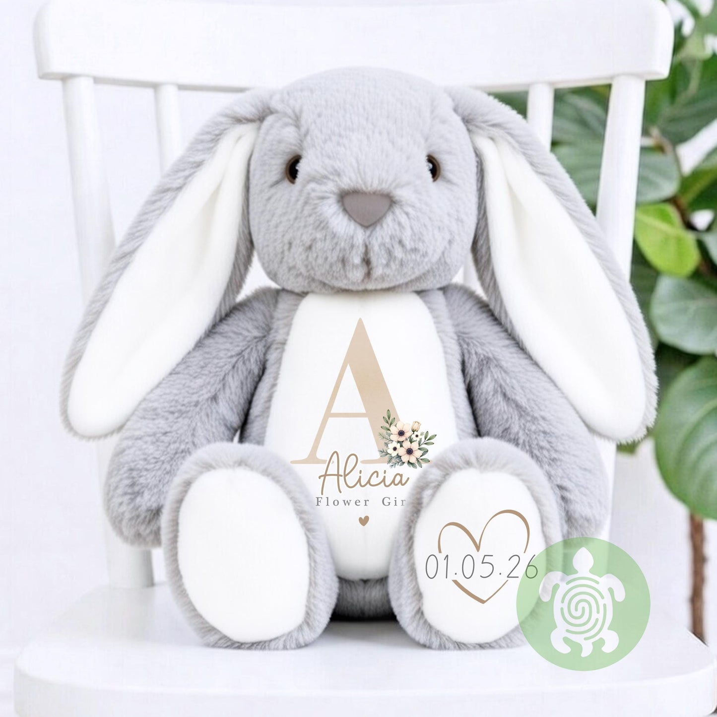 Personalised Beige Flower Girl Bunny, Flower Girl Gift, Will you be my flower girl, Personalised Soft Toy, Flower Girl Proposal, Bridesmaid