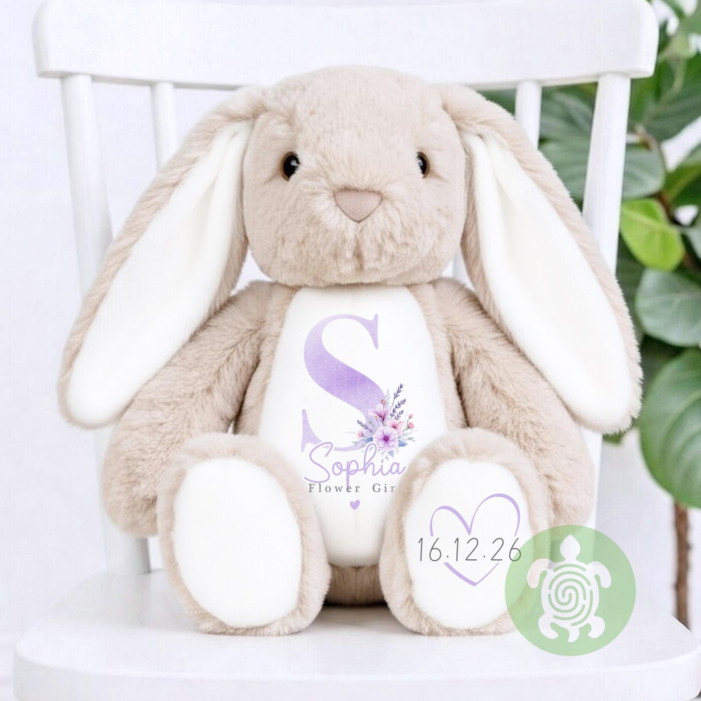 Personalised Lilac Flower Girl Bunny, Flower Girl Gift, Will you be my flower girl, Personalised Soft Toy, Flower Girl Proposal, Bridesmaid