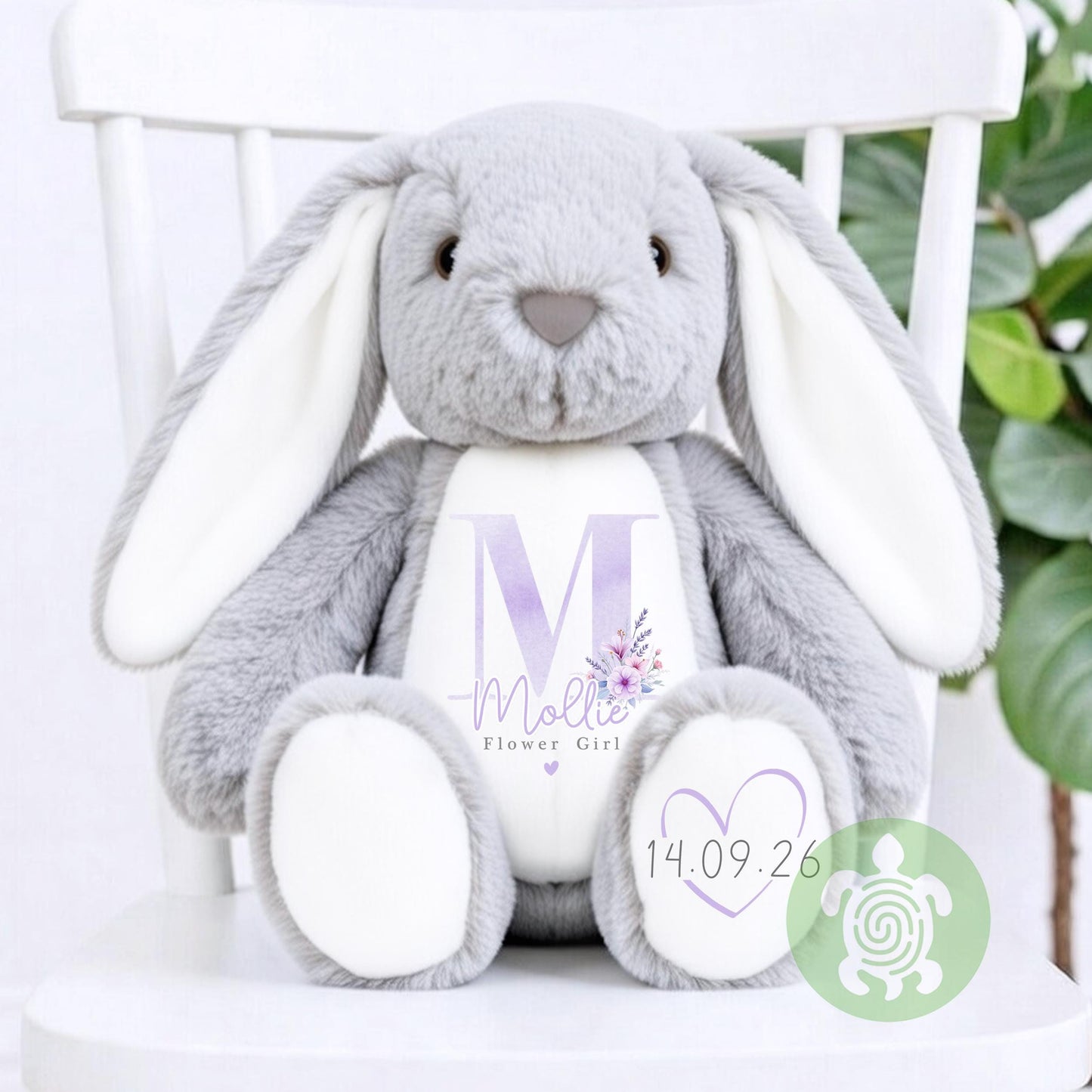 Personalised Lilac Flower Girl Bunny, Flower Girl Gift, Will you be my flower girl, Personalised Soft Toy, Flower Girl Proposal, Bridesmaid