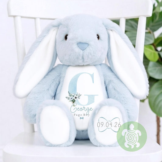 Personalised Blue Page Boy Bunny, Page Boy Gift, Will you be our Page Boy, Personalised Soft Toy, Best Man Proposal, Teddy Proposal Keepsake