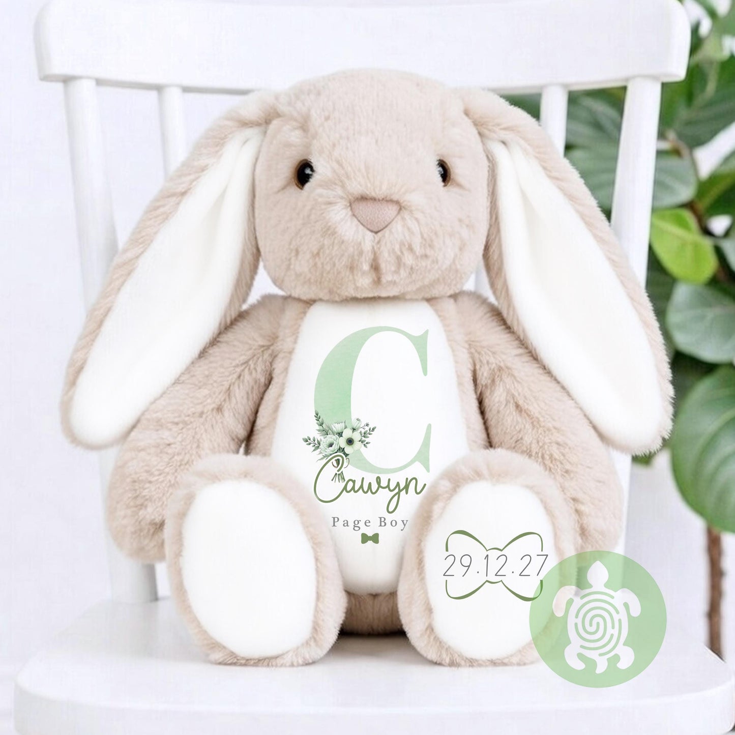 Personalised Green Page Boy Bunny, Page Boy Gift, Will you be our Page Boy, Custom Soft Toy, Best Man Proposal, Teddy Proposal Keepsake