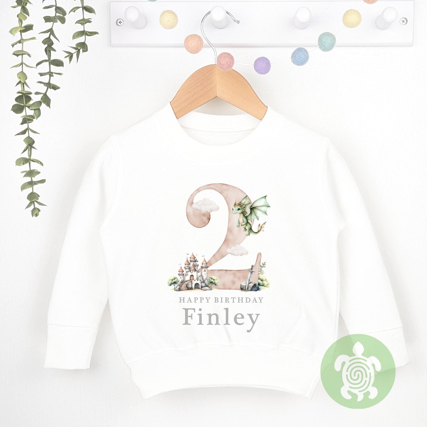Personalised Dragon Birthday Tshirt, Sweatshirt, Long sleeve Top, Any Age Birthday Outfit, Castle Dragon Party, Kids Clothing, Childrens Top
