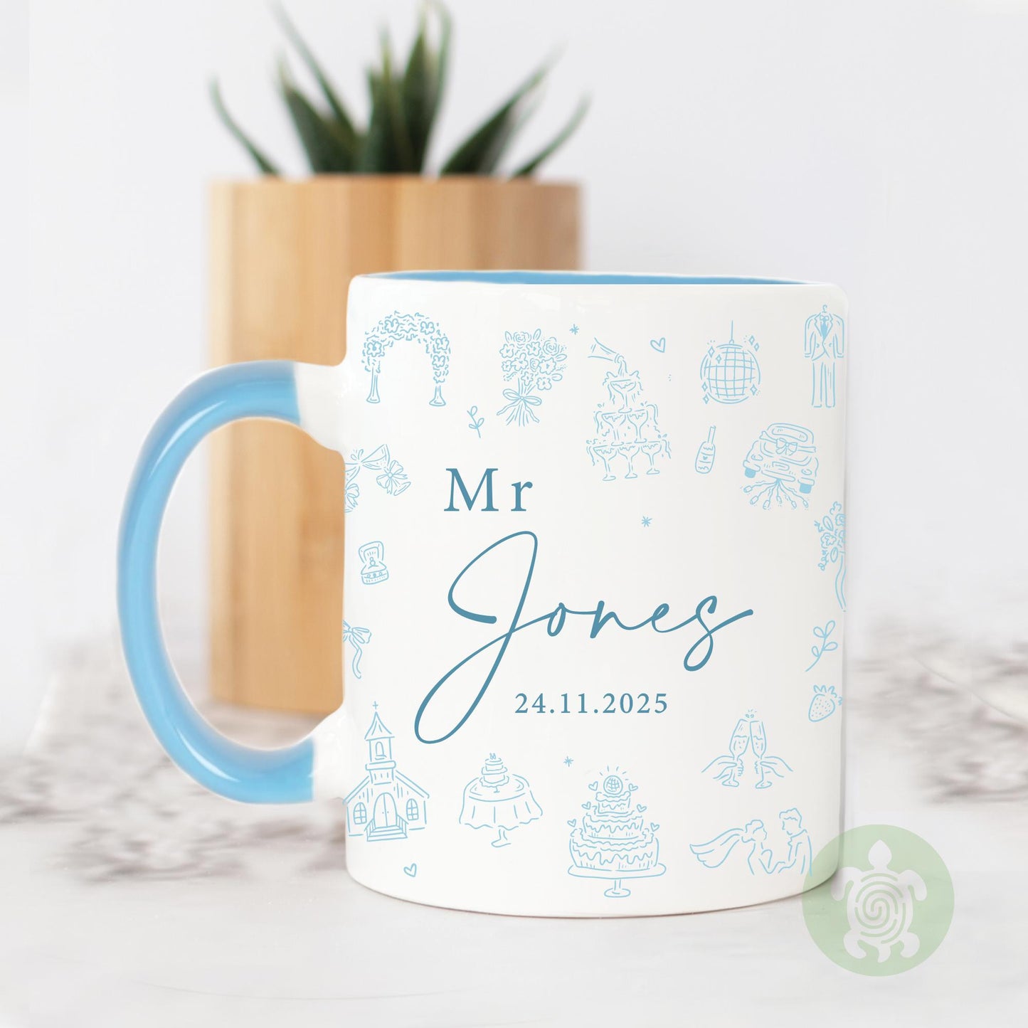 Personalised Mr & Mrs Couples Doodle Mugs, Coffee Tea Mug, Wedding and Anniversary Gift, Wife and Hubby Matching Mug Set, Couples Gift
