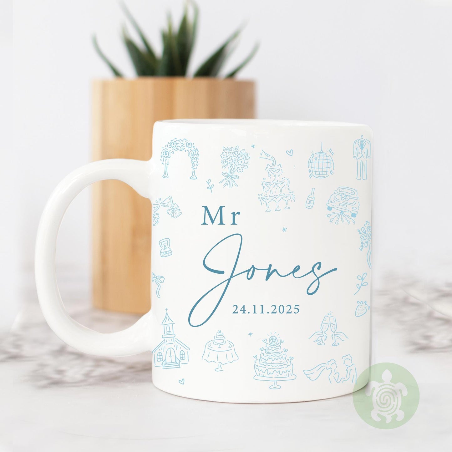 Personalised Mr & Mrs Couples Doodle Mugs, Coffee Tea Mug, Wedding and Anniversary Gift, Wife and Hubby Matching Mug Set, Couples Gift