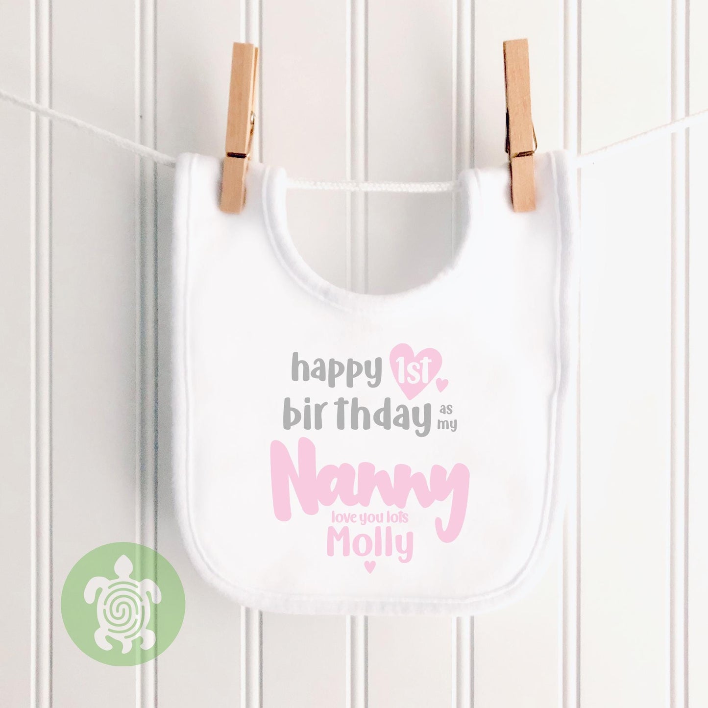 Personalised Happy 1st Birthday as my Nanny, Grandma Grandmother, Love you Lots, Baby Bodysuit, Babygrow, Pink Blue Option, Birthday gift