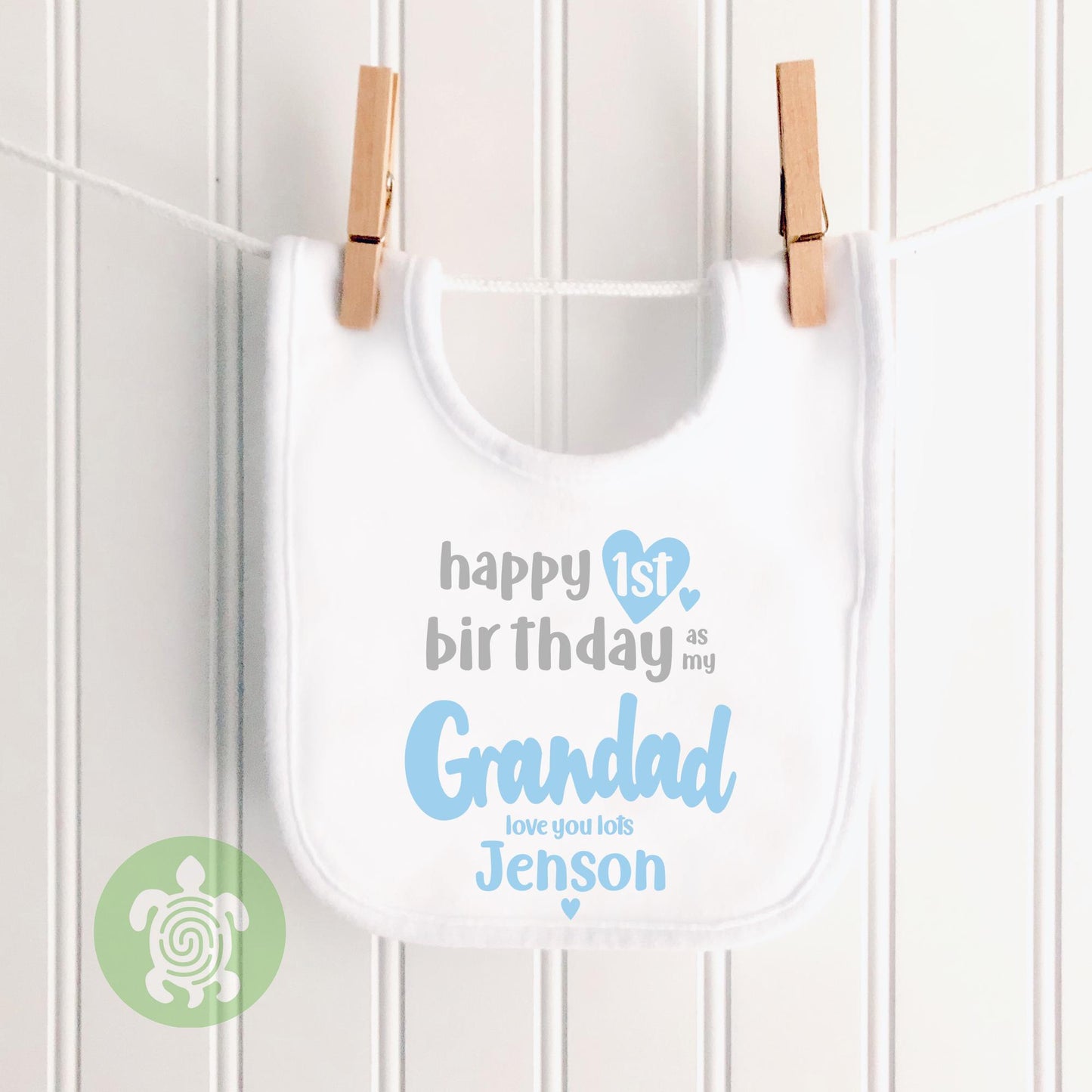 Personalised Happy 1st Birthday as my Grandad, Grandfather Love you Lots, Baby Bodysuit Babygrow,  Pink Blue Option, First Birthday gift