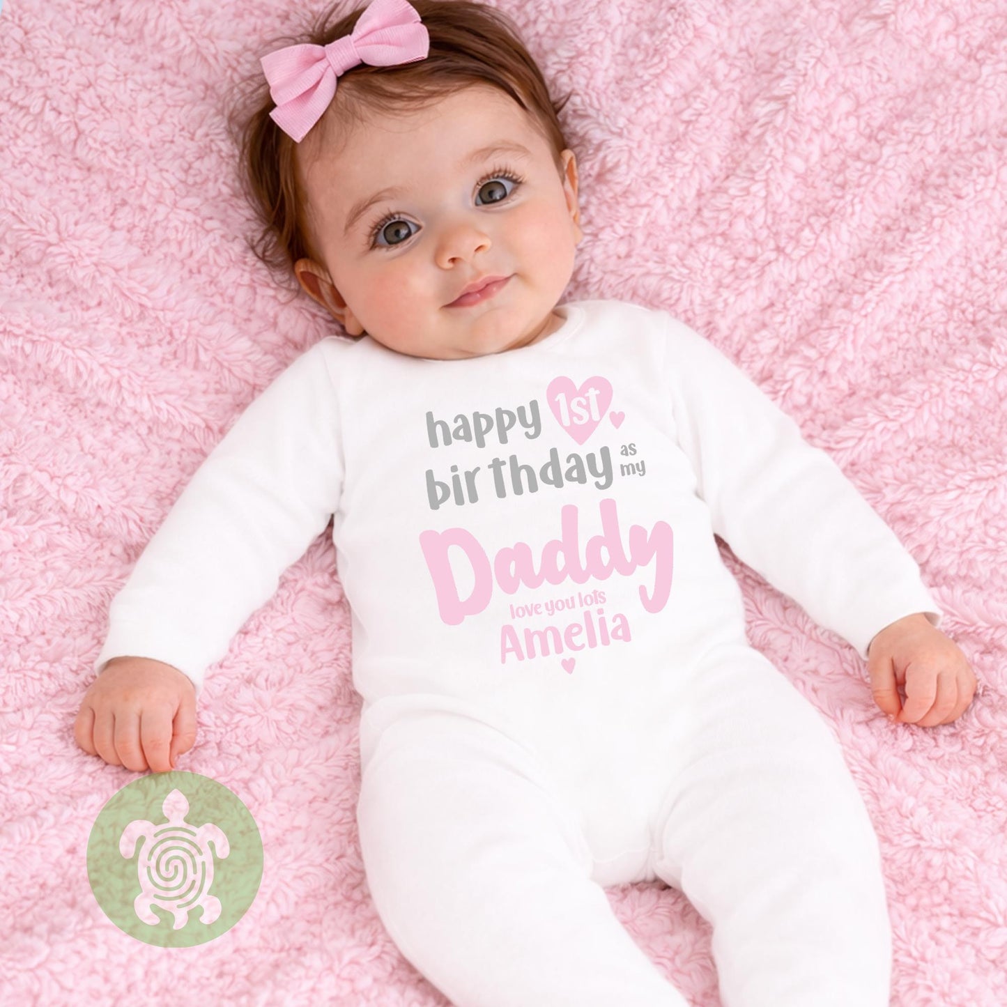Personalised Happy 1st Birthday as my Daddy, Love you Lots, Baby Bodysuit, Babygrow, Pink Blue Option, First Birthday Dad Gift