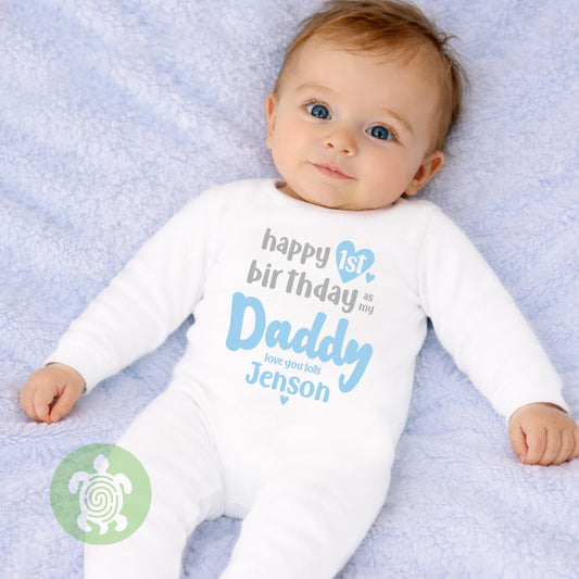 Personalised Happy 1st Birthday as my Daddy, Love you Lots, Baby Bodysuit, Babygrow, Pink Blue Option, First Birthday Dad Gift