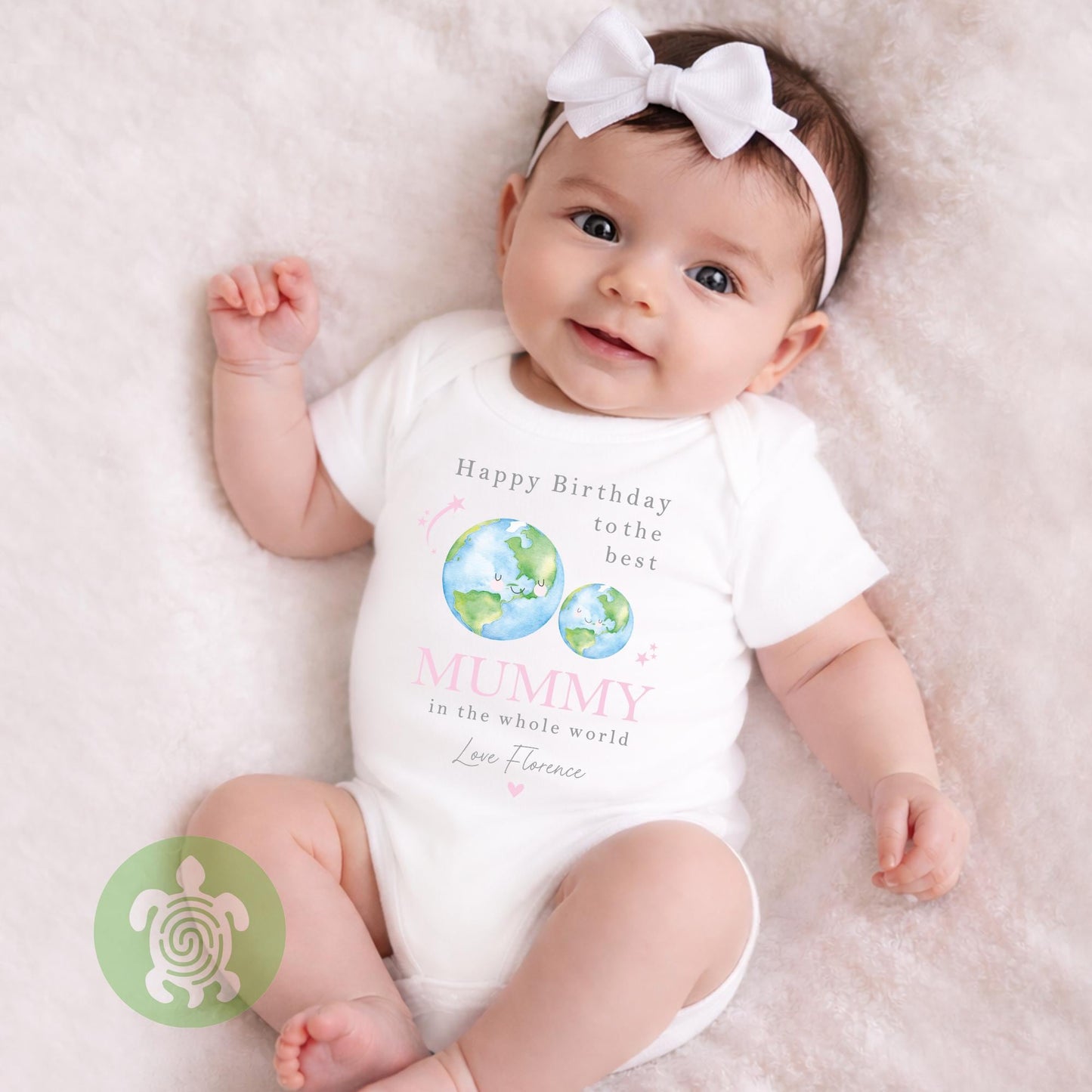 Personalised Pink Happy Birthday Best in the World Mummy, Daddy, Nanny, Grandad, Auntie, Uncle Love you Lots Baby Bodysuit Babygrow, Tshirt