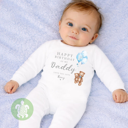 Happy 1st Birthday as my Daddy Love you Lots Baby Bodysuit Babygrow, Personalised Teddy Bear, Birthday As Parents Dad, Dada Gift