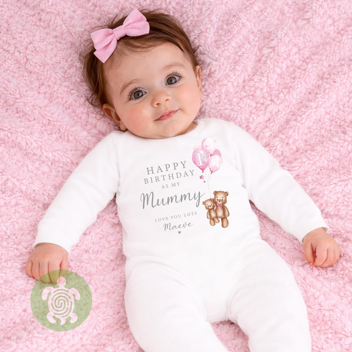 Happy 1st Birthday as my Mummy Love you Lots Baby Bodysuit Babygrow, Personalised Teddy Bear, Birthday As Parents Mum, Mummy Gift