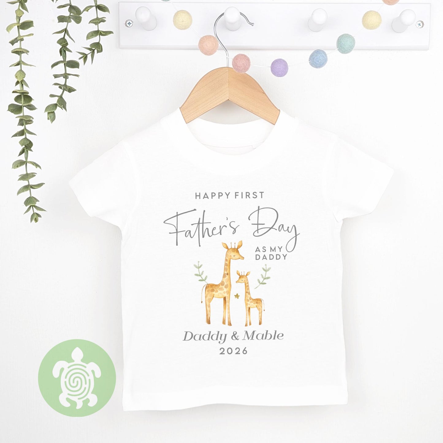 Personalised Happy First Father's Day as my Daddy, Giraffe Design, Baby Toddler Babygrow, Sleepsuit T-shirt Baby Gift, 1st Father's Day,