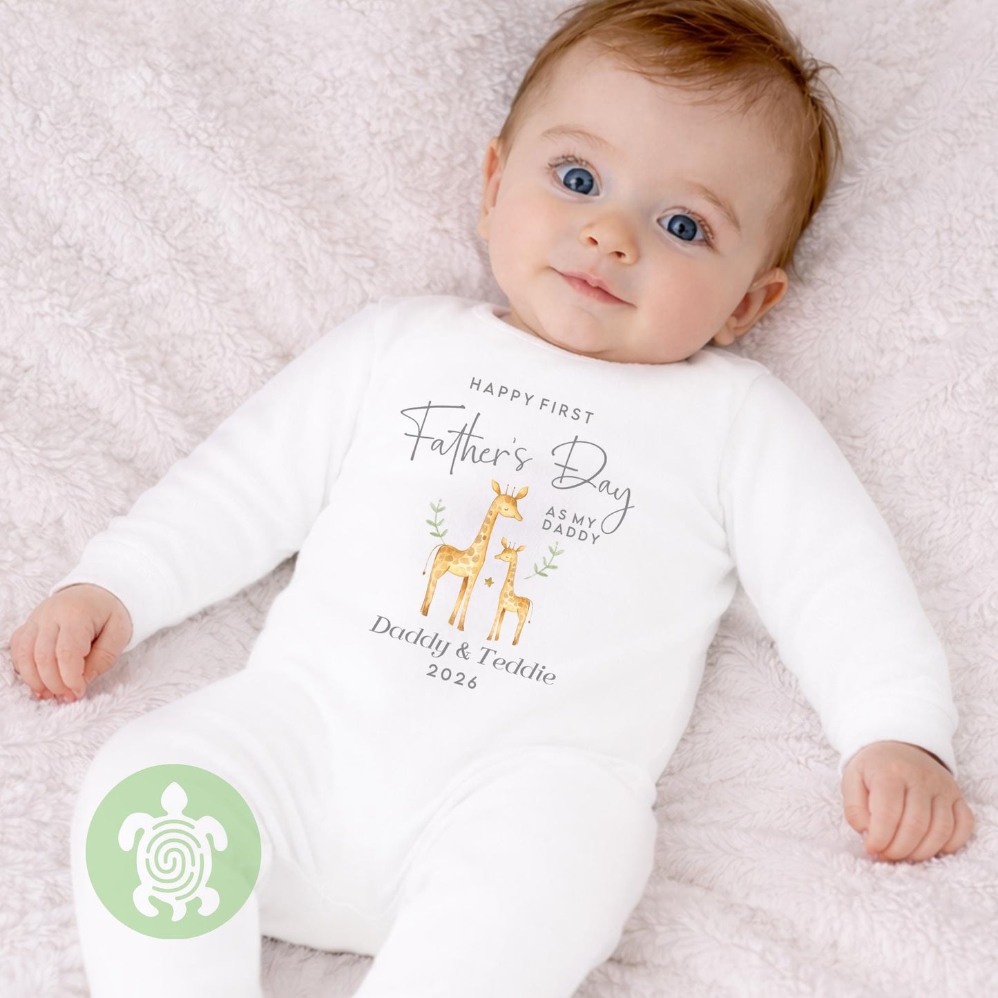 Personalised Happy First Father's Day as my Daddy, Giraffe Design, Baby Toddler Babygrow, Sleepsuit T-shirt Baby Gift, 1st Father's Day,