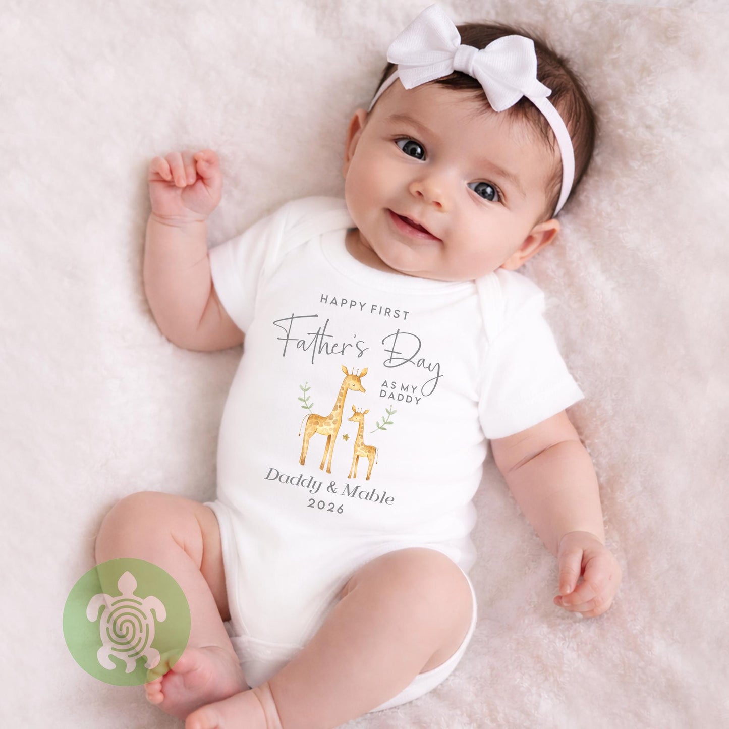 Personalised Happy First Father's Day as my Daddy, Giraffe Design, Baby Toddler Babygrow, Sleepsuit T-shirt Baby Gift, 1st Father's Day,