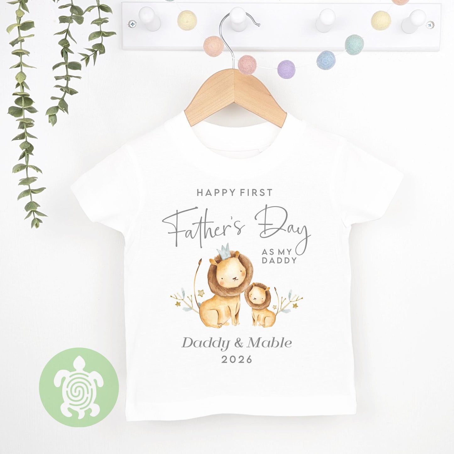 Personalised Happy First Father's Day as my Daddy, Lion Design, Baby Toddler Babygrow, Sleepsuit T-shirt Baby Gift, 1st Father's Day,