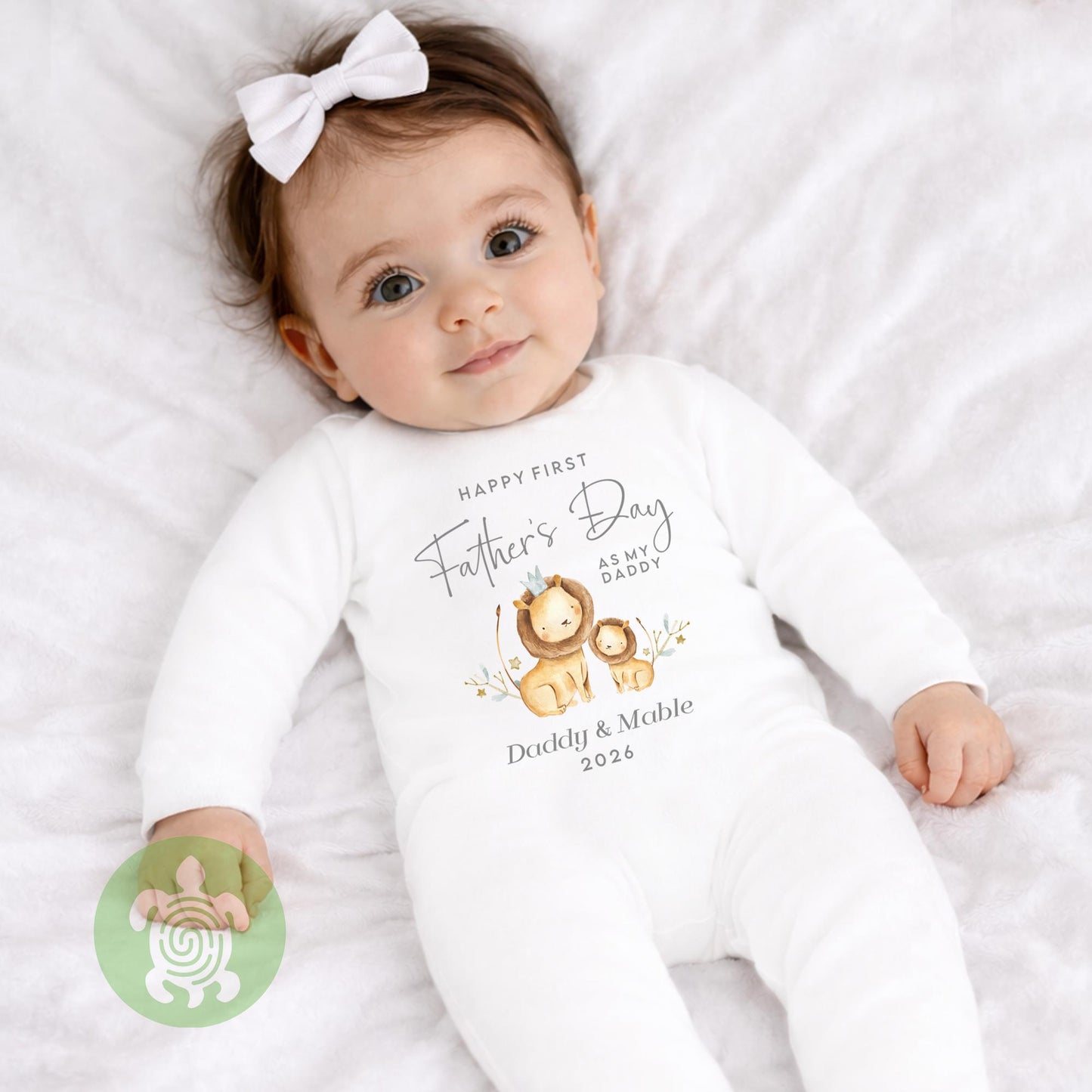 Personalised Happy First Father's Day as my Daddy, Lion Design, Baby Toddler Babygrow, Sleepsuit T-shirt Baby Gift, 1st Father's Day,