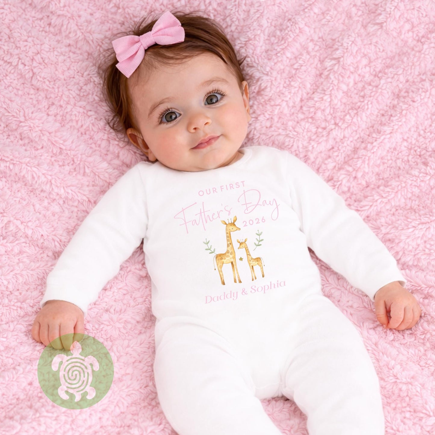 Personalised Our First Father's Day Pink or Blue Giraffe, Father’s day babygrow, First Father’s Day, 1st Fathers day gift, Gifts for Dad
