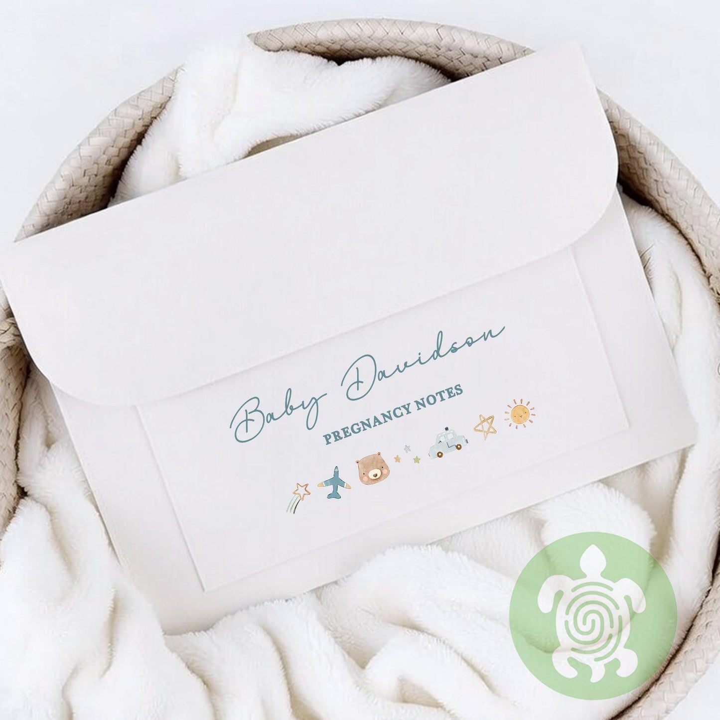 Personalised Boys Boho Maternity Notes Folder, New Baby, Pregnancy Folder, Documents, Baby Boy, Newborn Journey, Cream Folder
