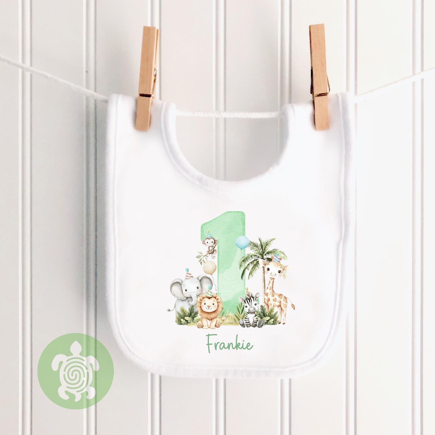 Personalised Children's Safari Number Green Birthday T-shirt, Wild One, Safari Animal First Birthday, Toddler Boy, T-shirt, Party Outfit