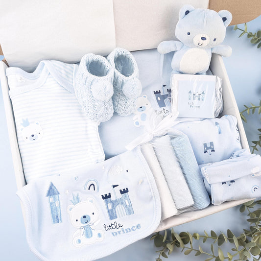 Baby Blue Newborn Baby 10 Gift Set | Baby Hamper | Baby Shower | Baby Sleepsuit | Baby Gift | Newborn Boy | Newborn Baby | Hello Baby Book