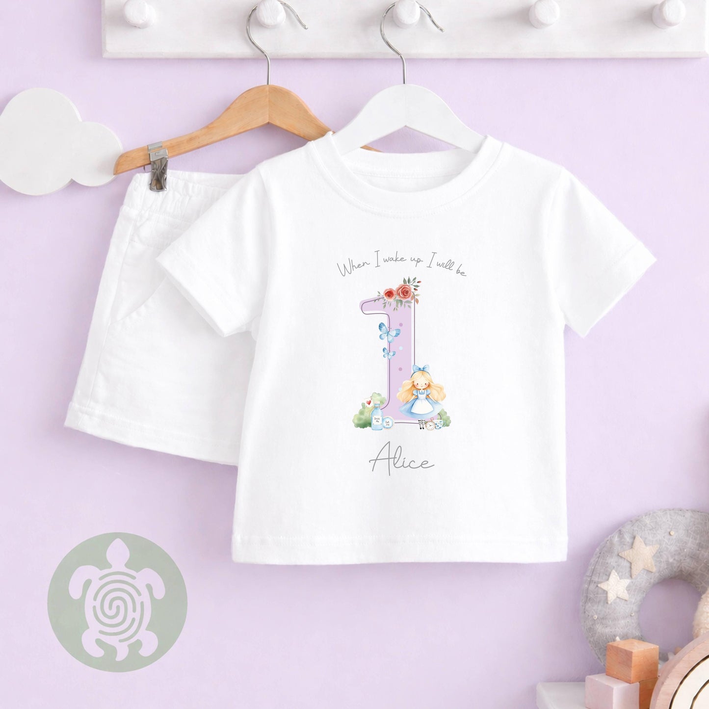 Purple Themed Any Age Birthday Girl Plain Shorts & T-shirt Pj's Set, 1st, 2nd, 3rd Birthday, Children Toddler Personalised Pyjamas, Birthday